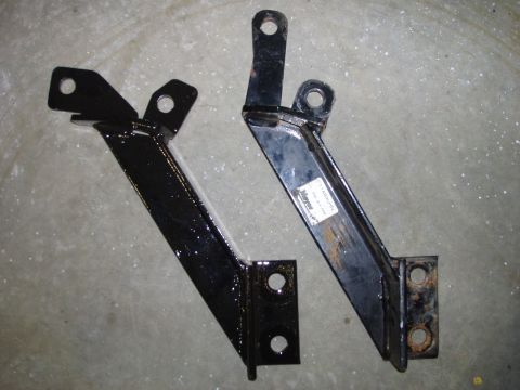 1979 Ford Bronco - Two black metal brackets are shown, one with a label that reads 'Meyer Products Inc.'.