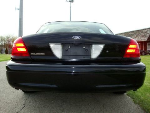 2003 Ford Crown Victoria - Rear view of a black 2003 Ford Crown Victoria Police Interceptor.