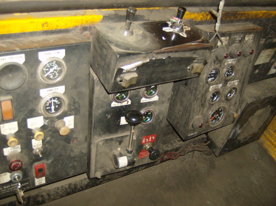 Control panel with gauges and levers