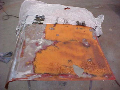 1967 Mercury Cougar - The trunk lid was stripped and more bondo found around the latch.