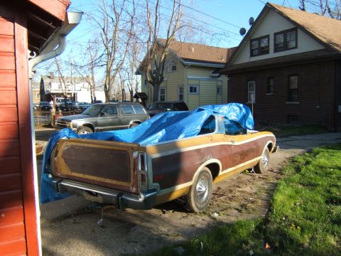 1974 Ford Ranchero - started removing the crappy blue spray can paint!!