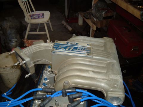 1990 Ford Ranger - A close-up view of a Ford 5.0 HO intake manifold, likely part of an engine rebuild project.