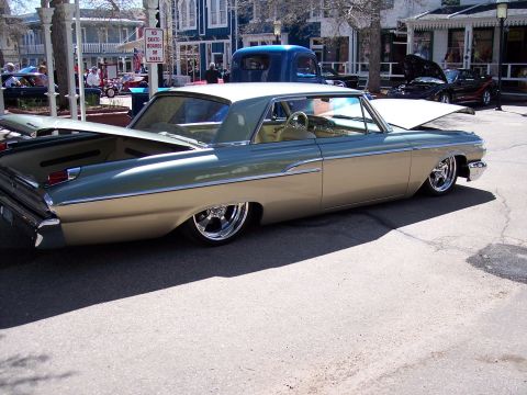 1972 Ford Ranchero - This classic car has a two-tone paint job and a significantly lowered stance.