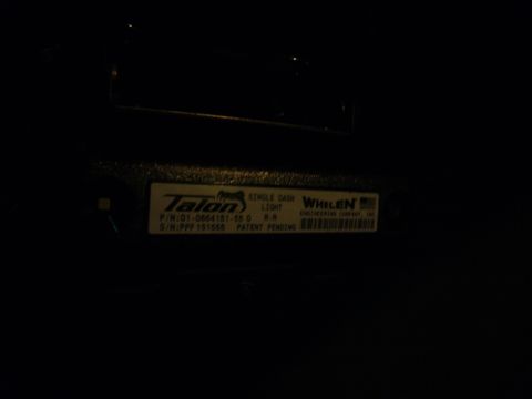 2000 Ford Crown Victoria - A label on a Talon single dash light shows part number and patent pending information.