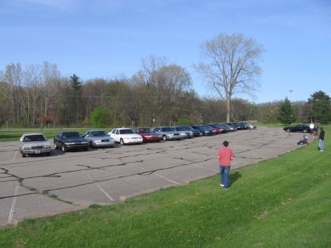 1988 Mercury Grand Marquis - A row of Mercury Grand Marquis sedans are parked in a lot under a clear blue sky.