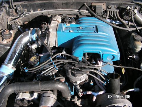 1988 Ford Mustang - Engine bay detail with aftermarket intake and wiring. Date stamp visible in lower right corner.