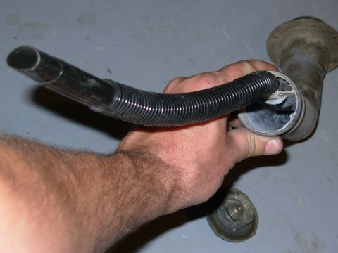 1983 Ford Bronco - The early-style fuel filler neck (EOTZ-9034-A) has a thin flexible plastic tube slid into a steel guide at the top of the steel pipe that c…