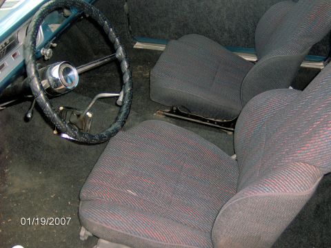 1964 Ford Ranchero - The interior of the vehicle shows cloth seats and a steering wheel, with a date stamp of 01/19/2007.
