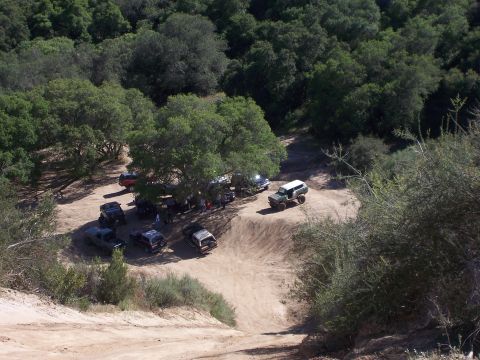 1991 Ford Bronco - Off-road vehicles gathered in a wooded area during an event.