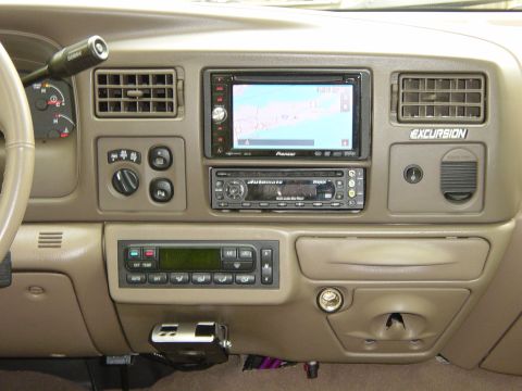 2004 Ford Excursion - Relocated temp control, Replace stock radio with Pioneer D3 navigation / DVD, DVD player in place of temp controls, Genesis brake controller