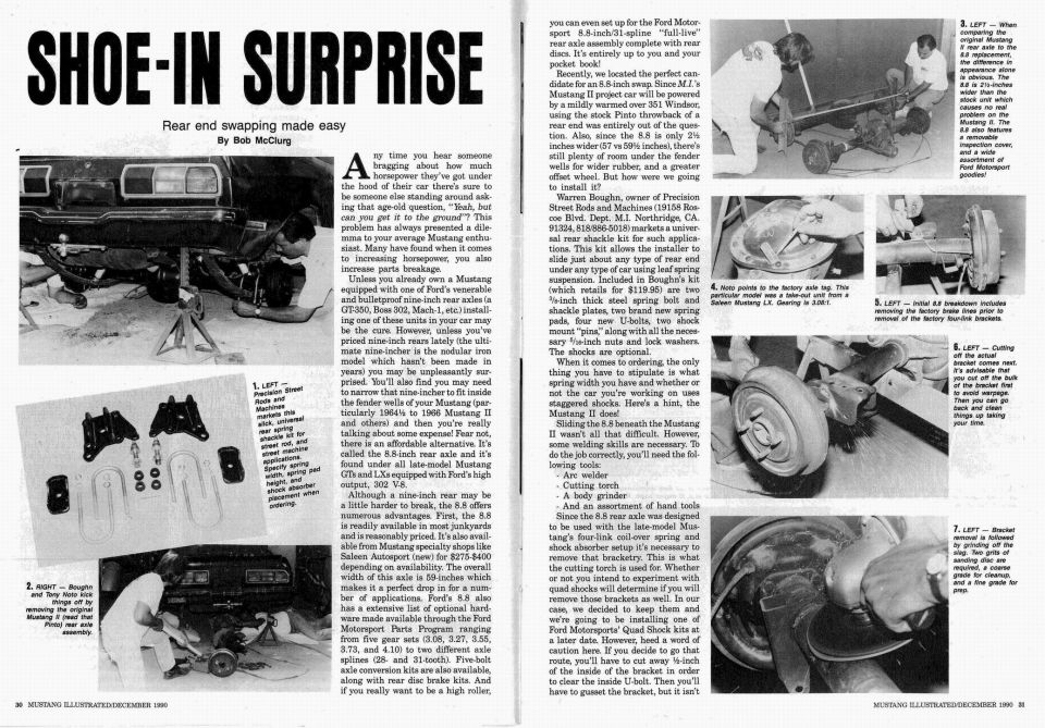 Mustang Illustrated Shoe-In Surprise article on a Mustang II rear end swap with install photos