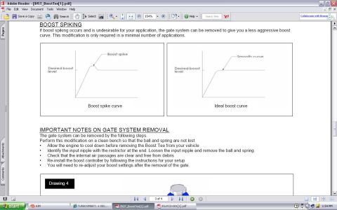 1994 Ford Probe - This document page explains boost spiking and provides instructions for gate system removal.