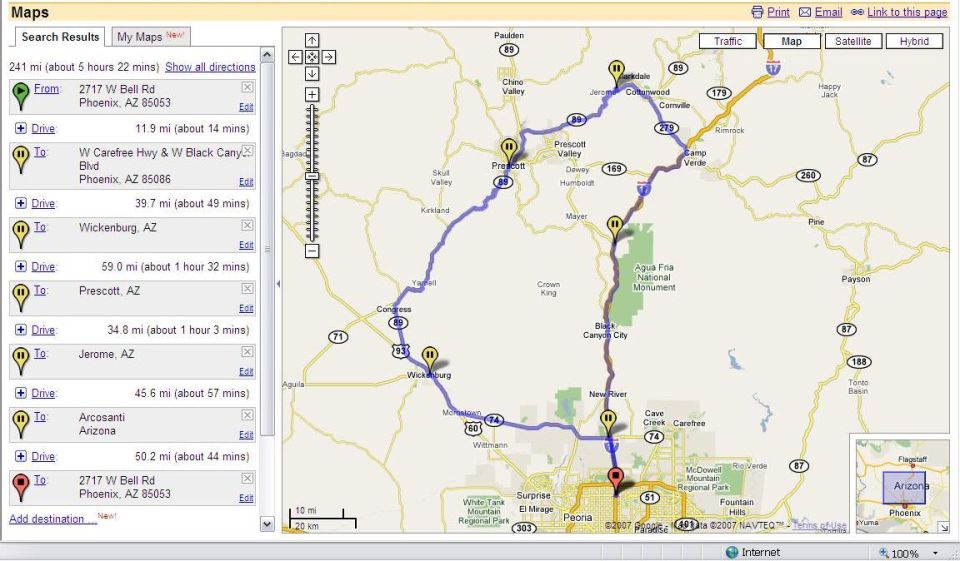 Yarnell-Prescott-Jerome Loop Route