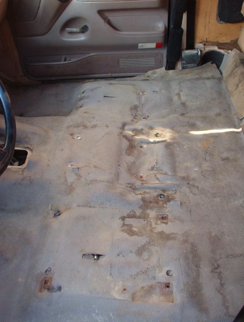1983 Ford Bronco - The wrinkles in the center indicate the slight difference in the floorpan contour between this '82 body tub & the '94(?) floor cover. Based…
