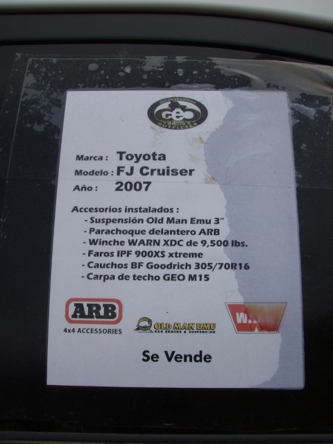 1995 Ford F-150 - Document lists accessories for a 2007 Toyota FJ Cruiser, including suspension, winch, and tires.