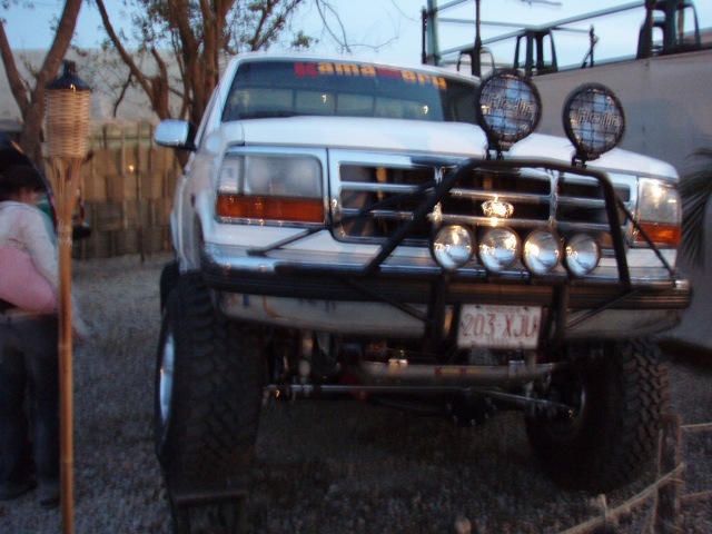 1995 Ford F-150 front view with bull bar and off-road lights