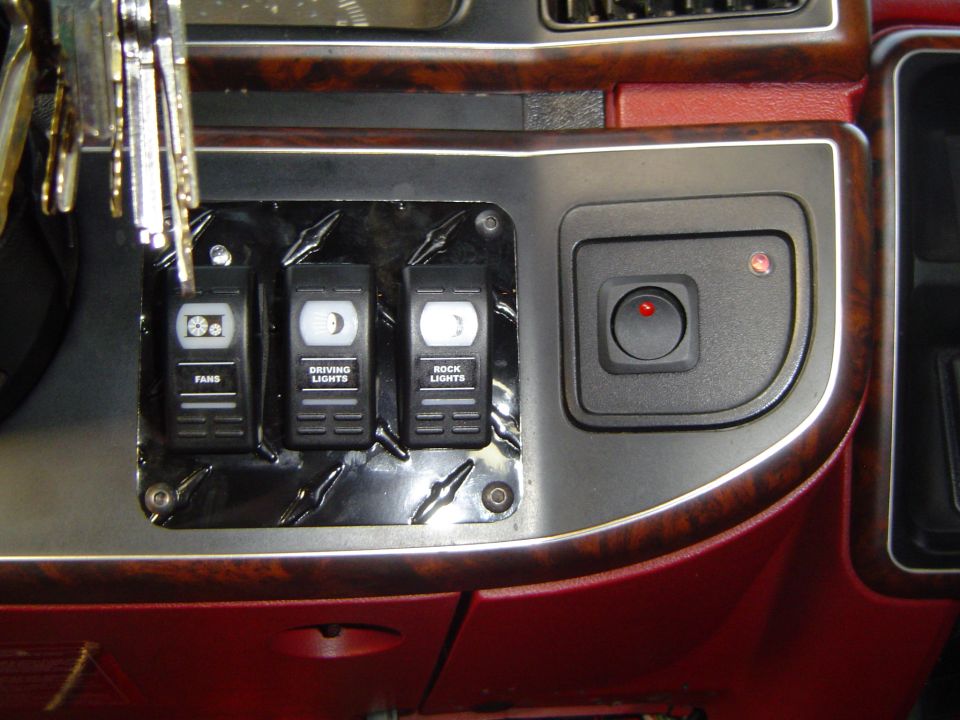 Switch panel installed in the truck