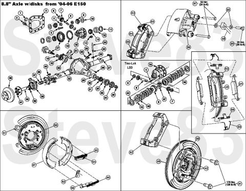 1983 Ford Bronco - Disc 8.8" from '04-06 E150 with 5x5.5" lug spacing requires 16" rims IF THE IMAGE IS TOO SMALL, click it. 1 Rear axle identi…