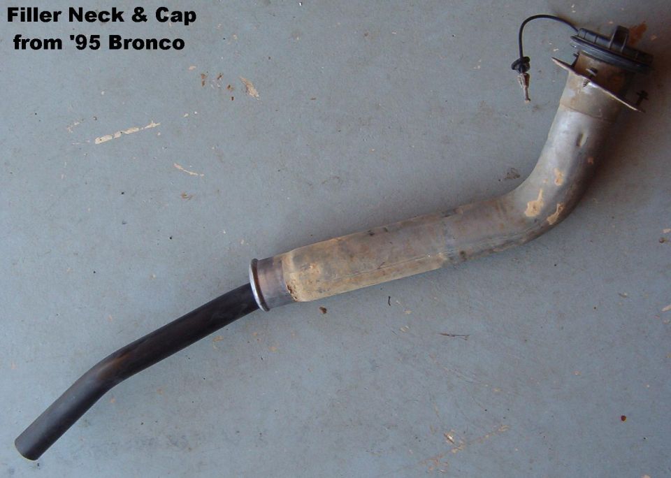 Fuel filler neck and cap removed from a 1995 Bronco