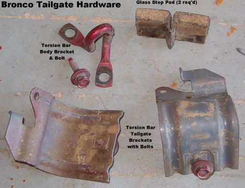 1983 Ford Bronco - Torsion bar E8TZ-98448900-A tailgate clamps D8TZ-9843170-B & body loop; glass stop 387392-S Fits '78-96 For torsion bar, see this pic: http…