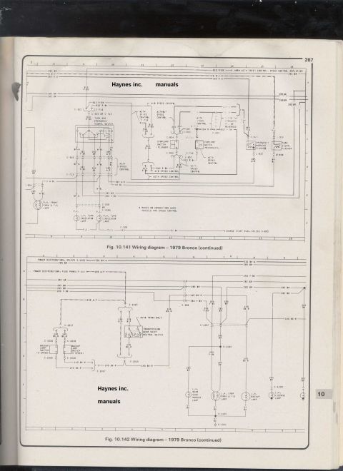 1979 Ford Bronco - Haynes 1979 Bronco wiring schematic (continued) showing transmission, lamp and connector circuits with splice and wire-color identification.