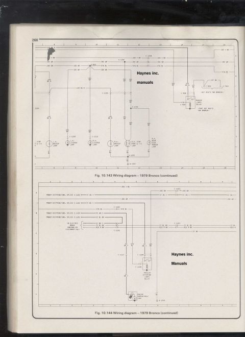 1979 Ford Bronco - Haynes Bronco wiring schematics (continued) covering instrument and accessory circuits with connector and wire-color callouts.