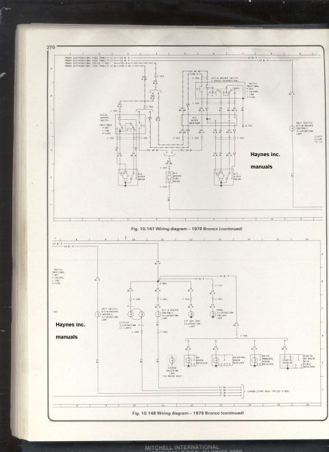 1979 Ford Bronco - Haynes 1979 Bronco wiring schematic (continued) showing display, sensor and connector circuits with wire-color and gauge identification.