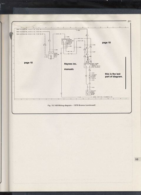 1979 Ford Bronco - Final sheet of the Haynes 1979 Bronco wiring schematic showing remaining distribution circuits, splices and connectors with wire colors.