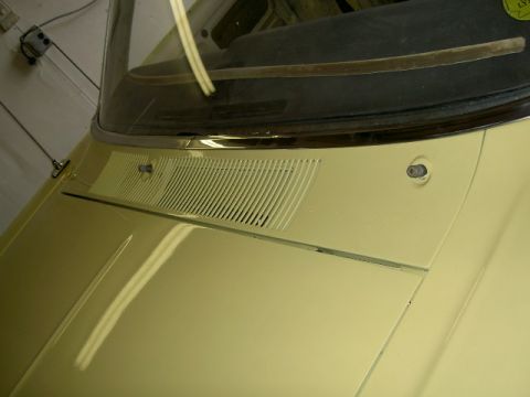 1967 Ford Ranchero - The front of a vehicle is shown, focusing on the area below the windshield and above the hood.