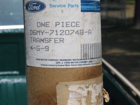 1973 Ford Ranchero - A Ford service parts label is attached to a transfer part, indicating its part number and manufacturing date.