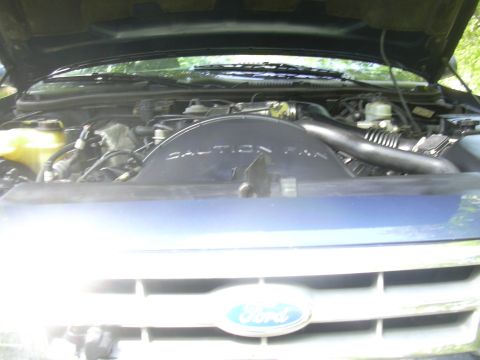 1996 Ford Crown Victoria - The engine bay of a Ford vehicle is shown, with the hood open. The Ford logo is visible on the grille.