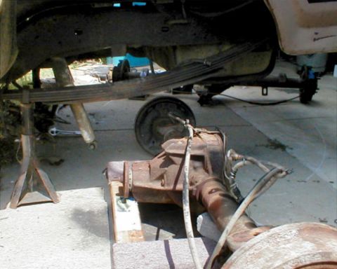 1983 Ford Bronco - Halfway through swapping the rear axle. I don't remember which time this was - I've done it a few times, and plan to do it at least once mo…