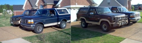 1983 Ford Bronco - The blue '93 EB is my brother-in-law's, but he abandoned it when he got an '02 F250 KR. Since then, he sold that & got a Jaguar XK converti…