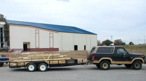 1983 Ford Bronco - This is all the lumber for the raised stage in this church, and to support the baptistry. It's probably over three tons of wet treated pine…