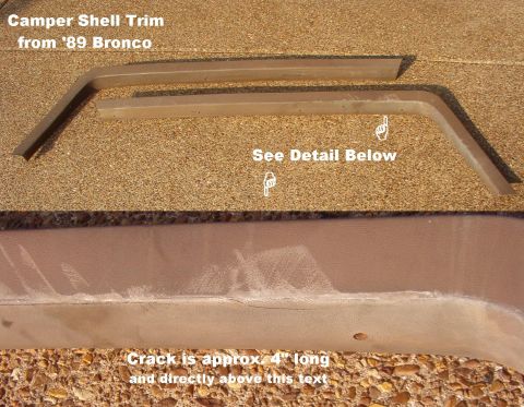 1983 Ford Bronco - Camper Shell Trim from '89 Bronco Fits '80-91. Full set of 5 pieces. Note crack & scuffs on passenger trim. There is also a smaller crack i…