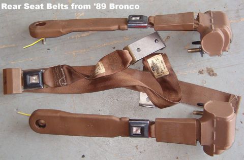 1983 Ford Bronco - Rear Seat Lap Belts from an '89 Bronco Includes all mounting hardware. Suitable to convert '93-96 rear seat for use without camper shell (s…