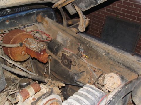 1978 Ford Bronco - Engine bay components, including a rusty brake booster and master cylinder, are visible.