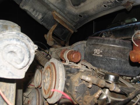 1978 Ford Bronco - Engine bay detail with K&N Precharger air filter housing visible.