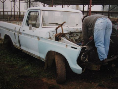 1975 Ford F-100 - took the engine out as well...she was really gone...no way she wanted to start!!!