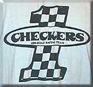 1968 Ford Mustang - A t-shirt displays the "Checkers Off-Road Racing Team" logo with checkered flags.