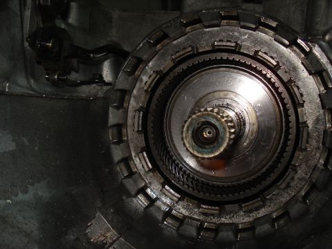 1984 Ford Bronco - Internal view of an automatic transmission's torque converter and planetary gear set.