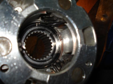 1984 Ford Bronco - A close-up view of internal components within a vehicle's transfer case.
