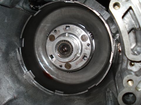 1984 Ford Bronco - Close-up view of a transmission's internal components, likely the torque converter housing.