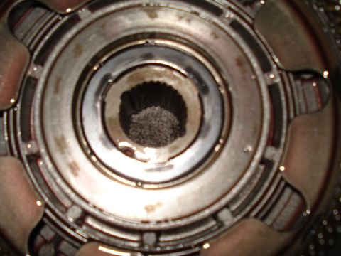 1984 Ford Bronco - Internal view of a transmission torque converter, showing the splined hub and surrounding components.