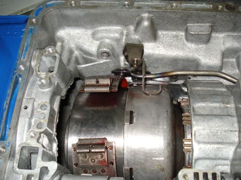1984 Ford Bronco - Close-up of a transmission torque converter, showing internal components and fluid.