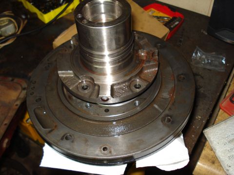 1984 Ford Bronco - A close-up view of a transmission component, likely undergoing repair or inspection.