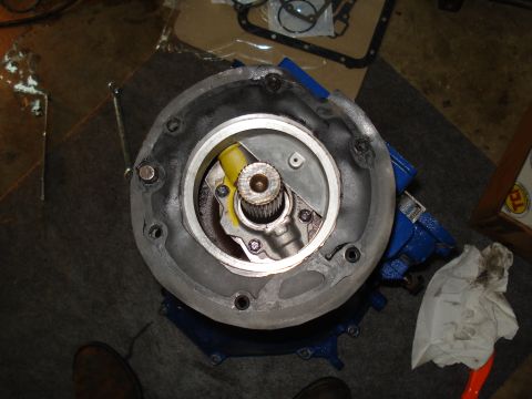 1984 Ford Bronco - Close-up view of a transmission pump assembly, likely during a rebuild or repair process.