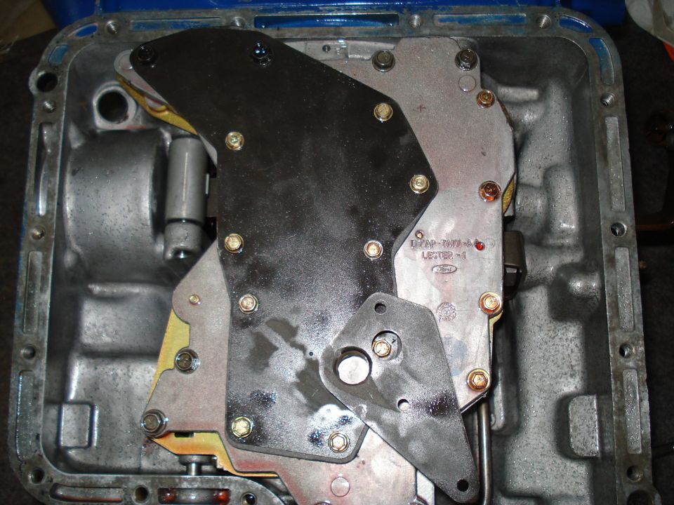 Transmission valve body with Ford logo