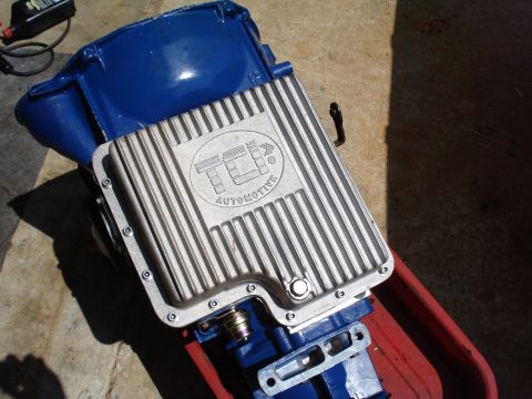1984 Ford Bronco - Transmission with TCI Automotive pan, likely a performance upgrade part.