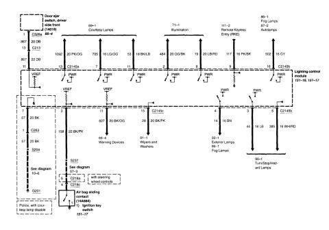 2004 Ford Crown Victoria - This is a technical diagram with various components and connections illustrated.
